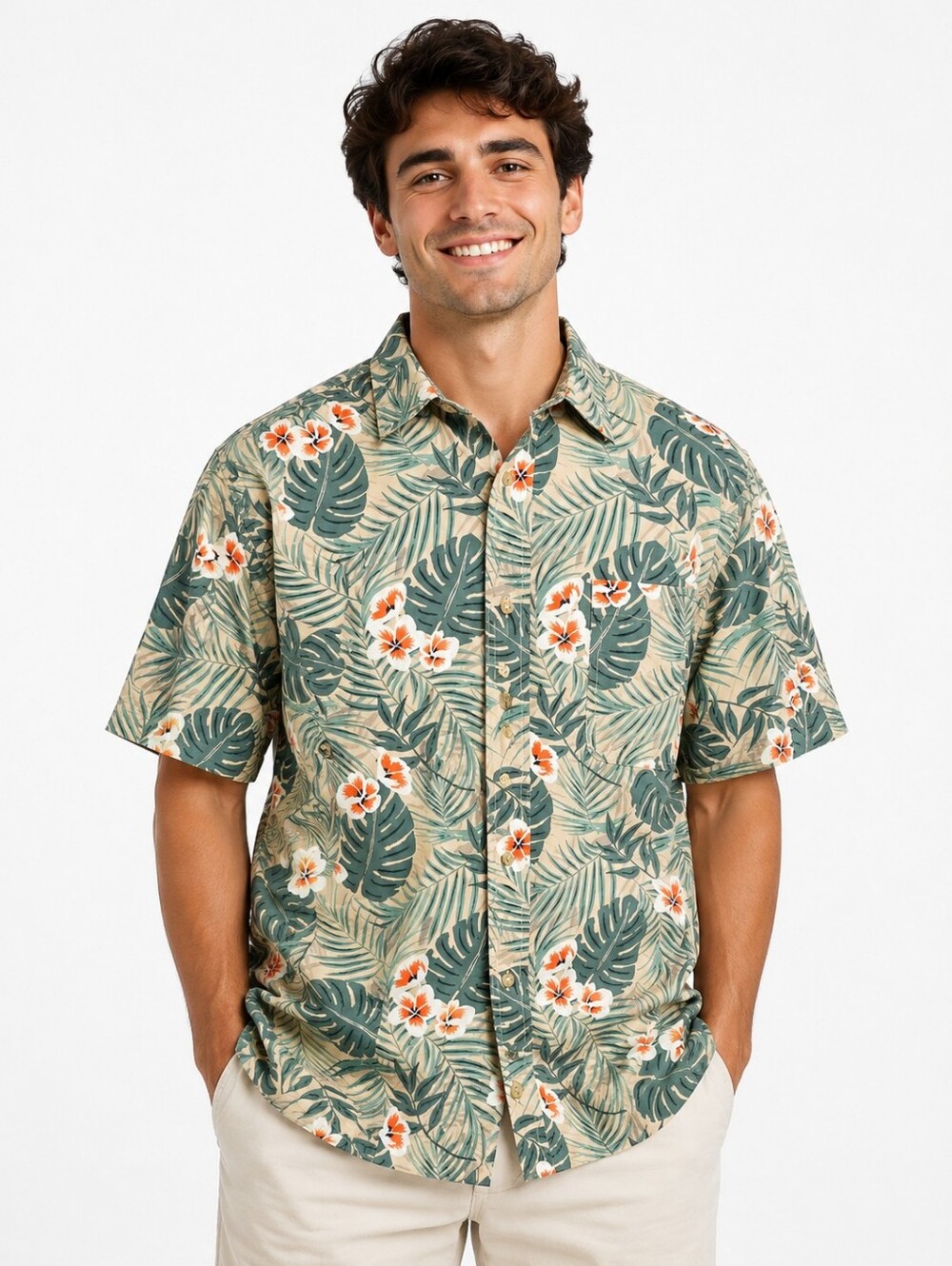 Croft & Barrow Tropical Short-Sleeve Button-Down Shirt NWT